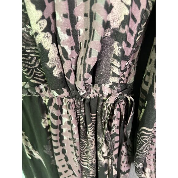 Free People Out Of The Woods Maxi Dress S Gray Raven Combo Side Slit Boho Hippie - Picture 5 of 15